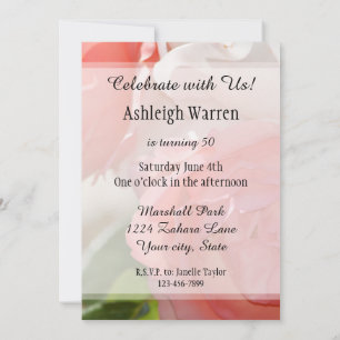 Peach White Rose Floral 50. Geburtstag Einladung