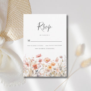 Peach Wildblume Floral Wedding RSVP Card Karte