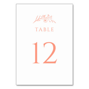 Peach-Wildblume-Hochzeit Tischnummer