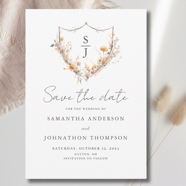Peach Wildblume Hochzeitkarte Save the Date (Von Creator hochgeladen)