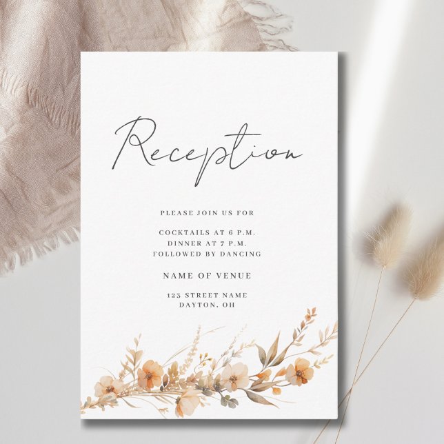 Peach-Wildblume Hochzeitstiefungskarte Begleitkarte (Von Creator hochgeladen)