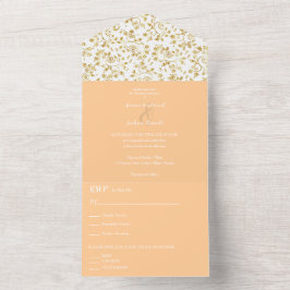 Peach Winter Night Wedding All In One Einladung
