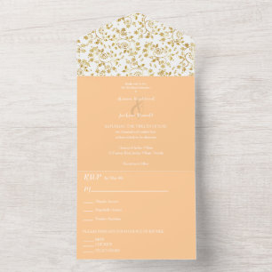 Peach Winter Night Wedding All In One Einladung