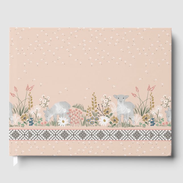 Peach Woodland Lamb Guestbook Gästebuch (Vorderseite)