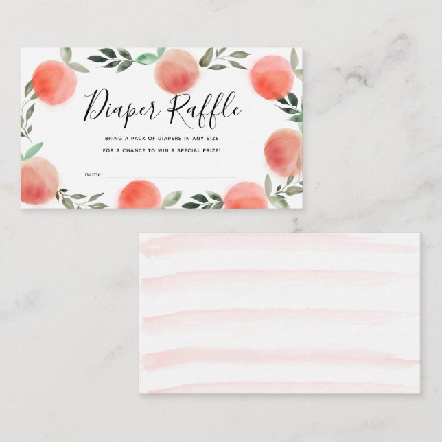 Peach Wreath Baby Duschkabine - Raffle Ticket Begleitkarte (Vorne/Hinten)
