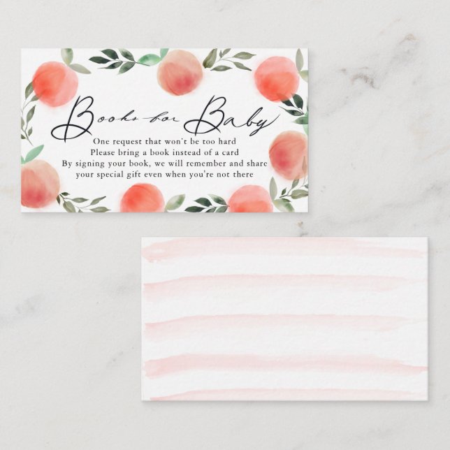 Peach Wreath Baby Showbuchanfrage Begleitkarte (Vorne/Hinten)