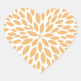 Peach Yellow Blume Brautparty Herz-Aufkleber