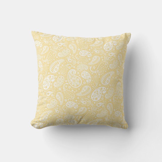 Peach Yellow Paisley Throw Kissen (Vorderseite)