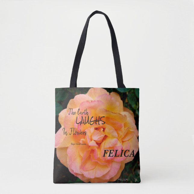 Peach Yellow Pink Blend Rose Blume Foto Tasche (Vorderseite)