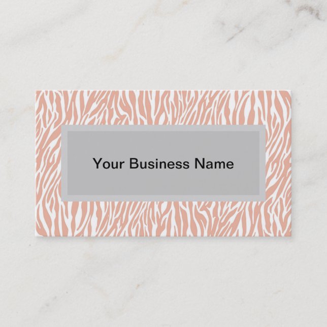 Peach Zebra Print Visitenkarte (Vorderseite)