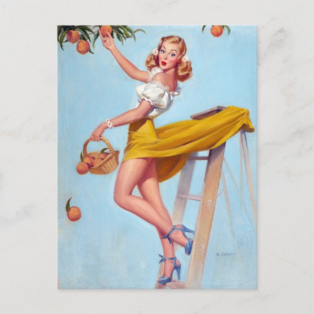 Peaches Button Postkarte (Vorderseite)