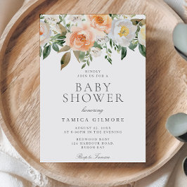 Peaches & Cream Floral Baby Dusche Einladung