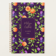 Peaches Plums Purple Cute Fruit Motif botanique