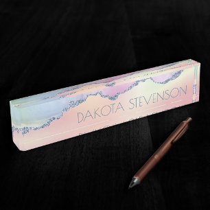 Peachy Agate Hübsch Soft Pastel Ombre Branding Namensplakette