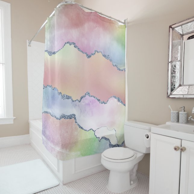 Peachy Agate | Hübsch Soft Pastel Watercolor Ombre Duschvorhang (Beispiel)