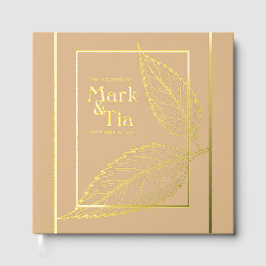 Peachy Beige Gold Wedding Foil Gästebuch
