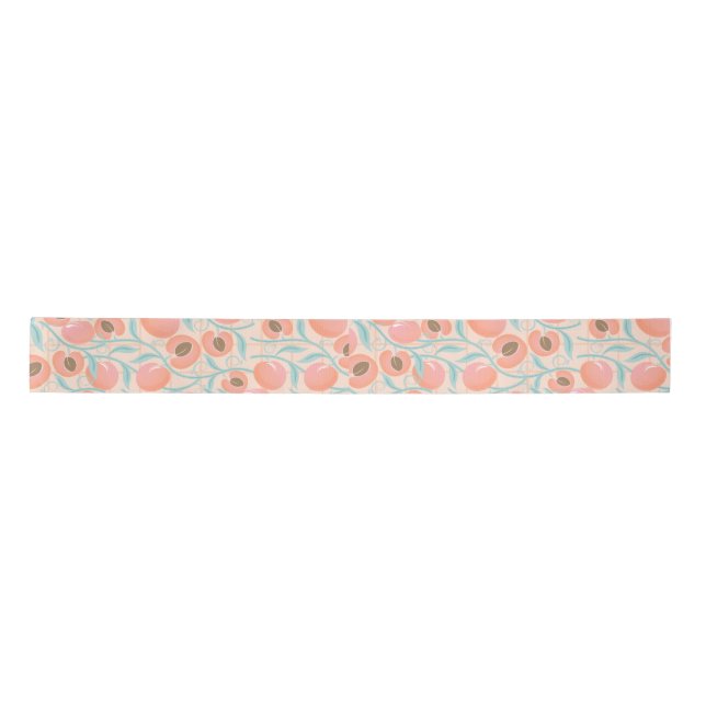 Peachy Blooms Boho Pattern Peach Satinband (Vorderseite)