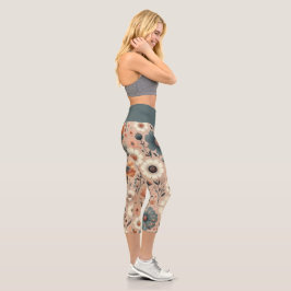Peachy Blooms Capri Leggings