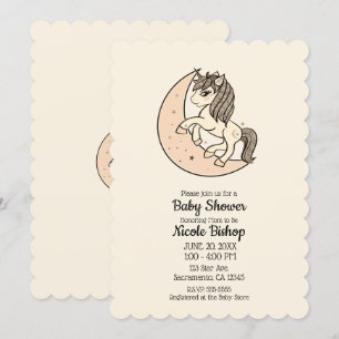 Peachy Blush Pink Celestial Moon Babydusche Einladung