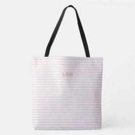Peachy Blush Stripe Classic Monogram Initials Tasche