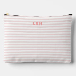 Peachy Blush Stripe Vintage Tiny Initials Monogram Zubehörtasche