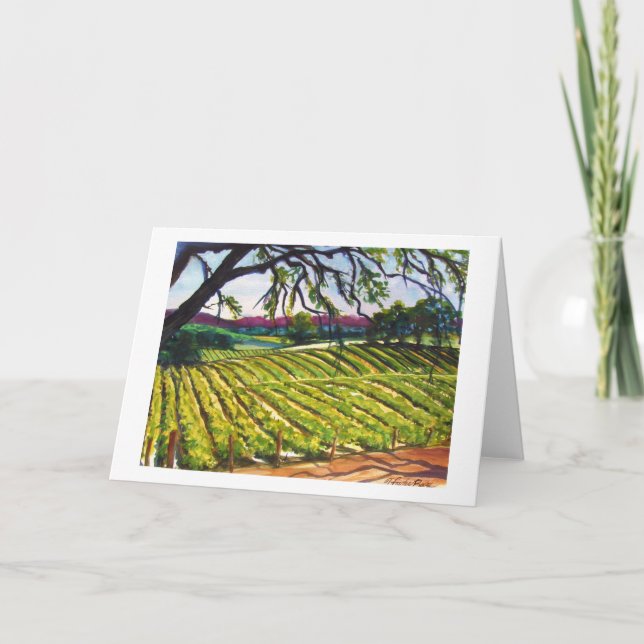 "Peachy Canyon Vineyard" Orig. CARTE Aquarelle (Devant)
