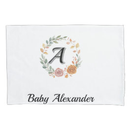 Peachy Coral Rose Wreath Personalized Name Kissenbezug