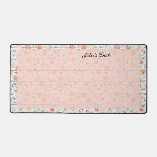 Peachy Floral Design - Tapis de bureau personnalis (Recto)