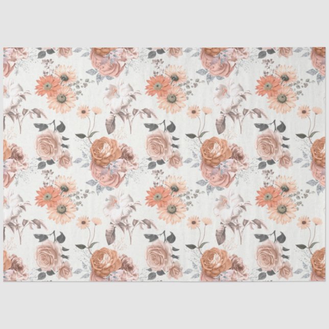 Peachy Floral Series Design 10 Seidenpapier (Vorderseite)