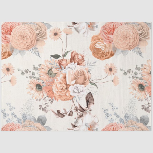 Peachy Floral Series Design 1 Seidenpapier (Vorderseite)
