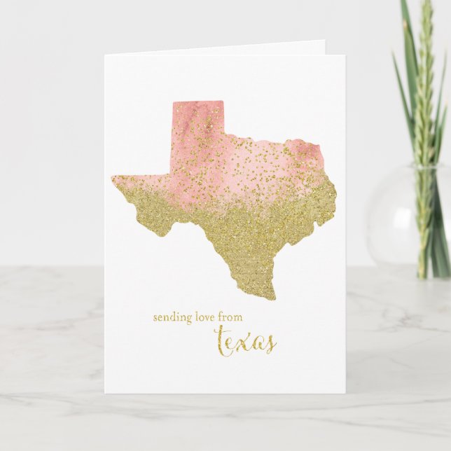 Peachy Gold sendet Liebe aus Texas Dankeskarte (Vorderseite)
