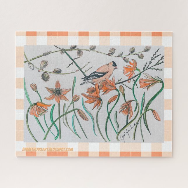 Peachy Goldfinch Puzzle (Horizontal)