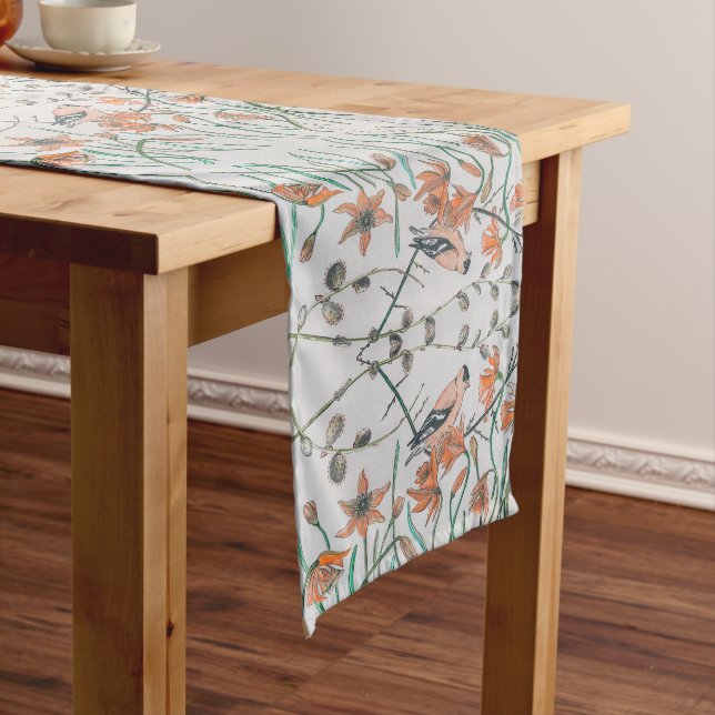 Peachy Goldfinch Table Runner Großer Tischläufer (Beispiel)