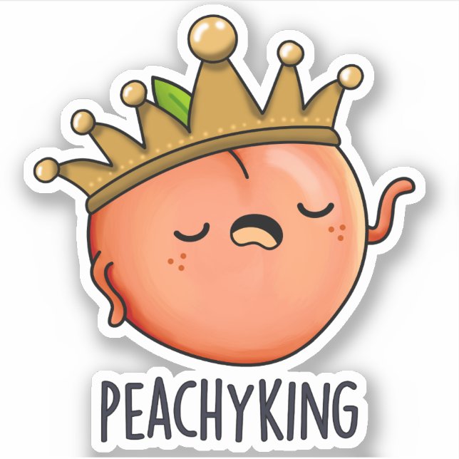 Peachy King Funny Peach Pun Aufkleber (Vorderseite)