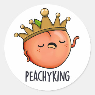 Peachy King Funny Peach Pun Runder Aufkleber