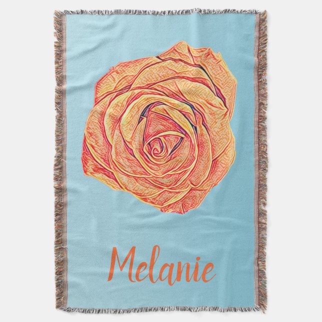 Peachy Mandarine Rose Decke (Vorderseite Vertikal)
