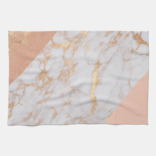 Peachy Marble Elegance Geschirrtuch