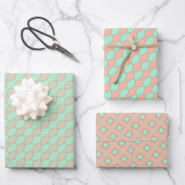 Peachy Mint Tango Wrapping Paper Flat Sheet Set Geschenkpapier Set
