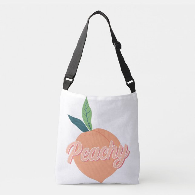Peachy, niedlicher Pfirsich Tragetaschen Mit Langen Trägern (Vorderseite)