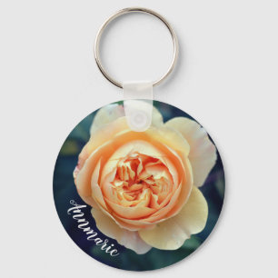 Peachy Orange Garden Rose Blume Personalisiert Schlüsselanhänger