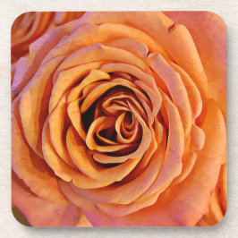 Peachy Orange Rose Art Untersetzer Set