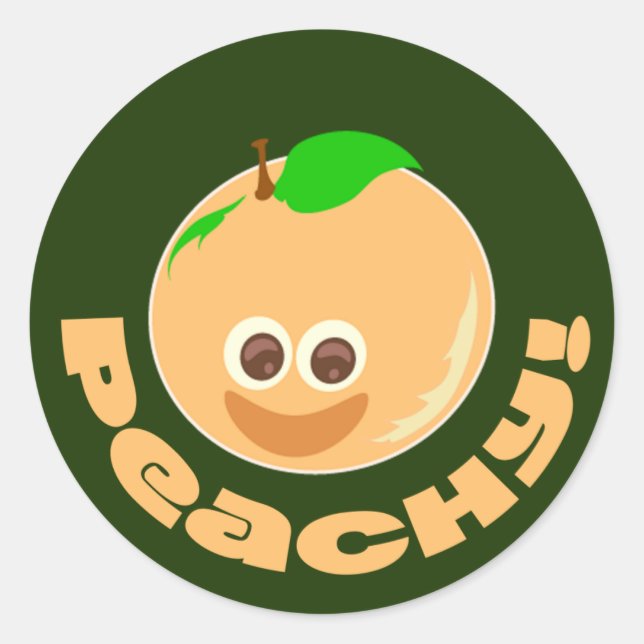 Peachy Peach Time Fun Cartoon Süsse Runder Aufkleber (Vorderseite)