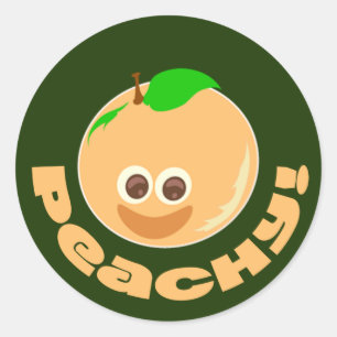 Peachy Peach Time Fun Cartoon Süsse Runder Aufkleber