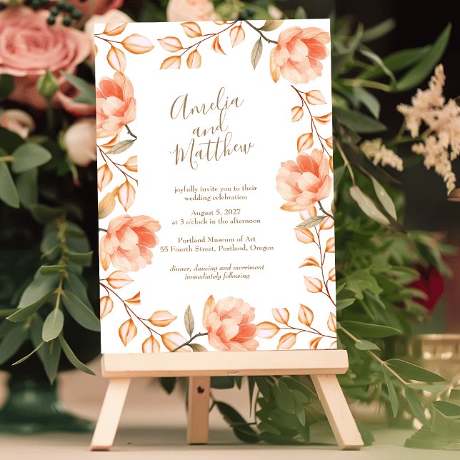 Peachy Peonies Wedding Einladung (Von Creator hochgeladen)