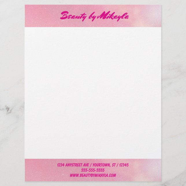 Peachy Pink Beauty Stylist Esthetician Briefbogen (Vorderseite)