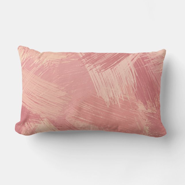 Peachy PInk Brush Strokes | Abstrakt Lendenkissen (Vorderseite)
