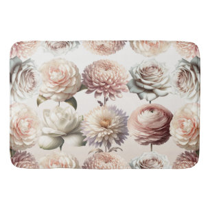 Peachy Pink Creamy White Blume Blumenzehen Badematte