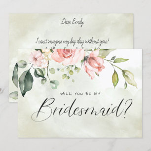 Peachy Pink Floral Aquarell Script Bridesmaid Einladung