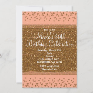 Peachy Pink & Gold Confetti Dots Party Einladungen