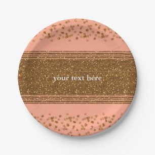 Peachy Pink & Gold Confetti Dots Party Teller